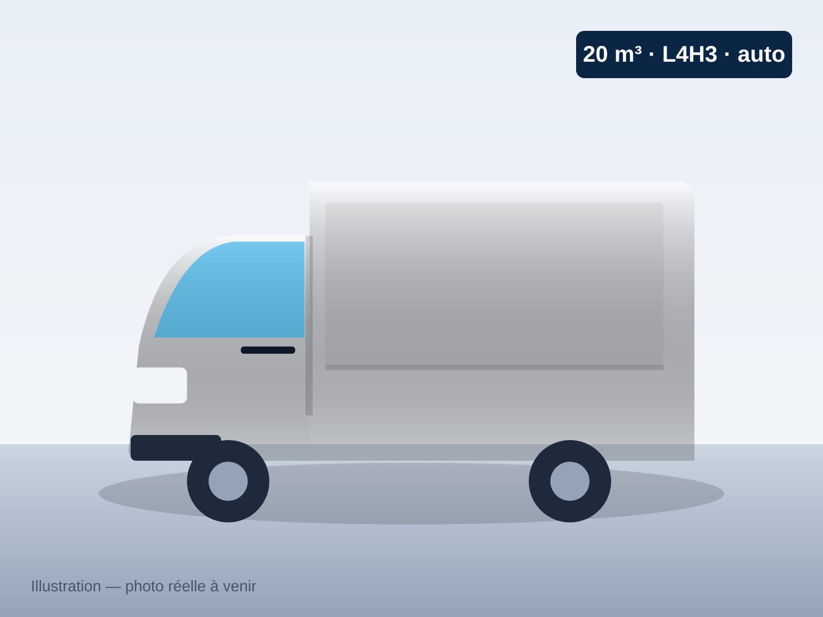 Fourgon Iveco Daily blanc 20 m³ L4H3 à louer chez Loc-Utile à Roubaix, vue de trois quarts avant